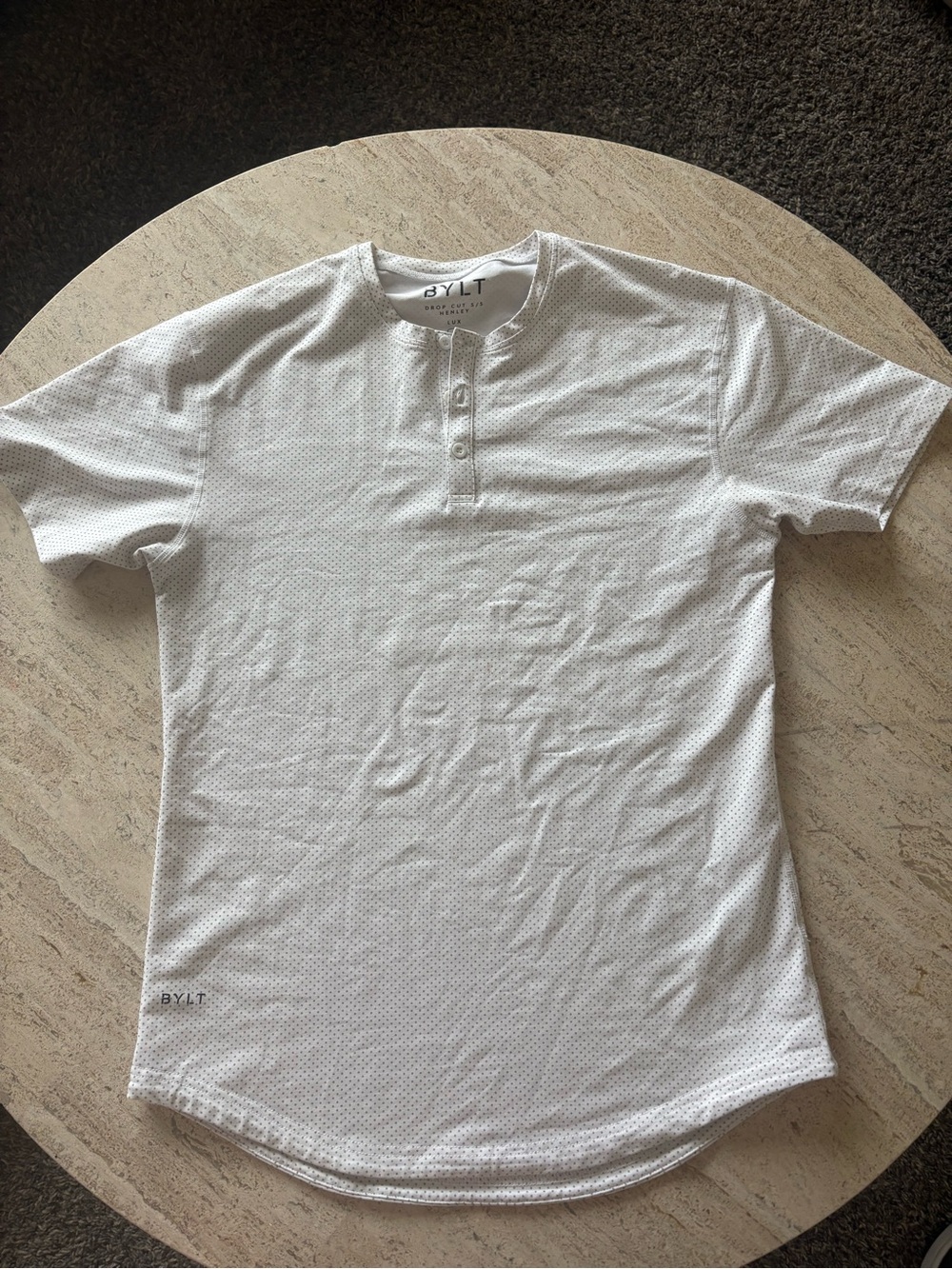 BYLT Basics White Short Sleeve Tee with Micro Dot Texture